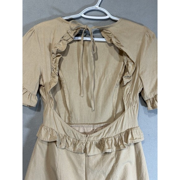Nasty Gal Backless Romper Womens Size 6 We’ll Back It Ruffle Brown Boho Beachy - Picture 7 of 10